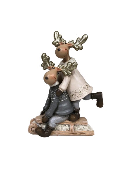 Décorations de Noël DKD Home Decor Résine Renne (13 x 6 x 18 cm) (4 Unités)