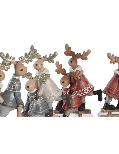 Décorations de Noël DKD Home Decor Résine Renne (13 x 6 x 18 cm) (4 Unités)