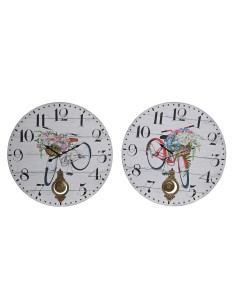 Horloge Murale DKD Home Decor Bicyclette Métal Multicouleur Bois MDF (2 Unités) (58 x 4 x 58 cm)