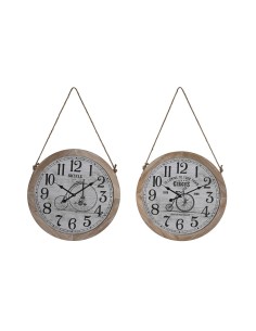 Horloge Murale DKD Home Decor Naturel Bicyclette Corde Blanc Vintage Bois MDF (50 x 4,5 x 50 cm) (2 Unités)