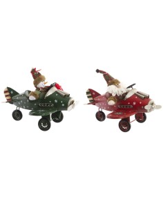 Décorations de Noël DKD Home Decor Avion Métal (36,5 x 23 x 25 cm) (2 Unités)
