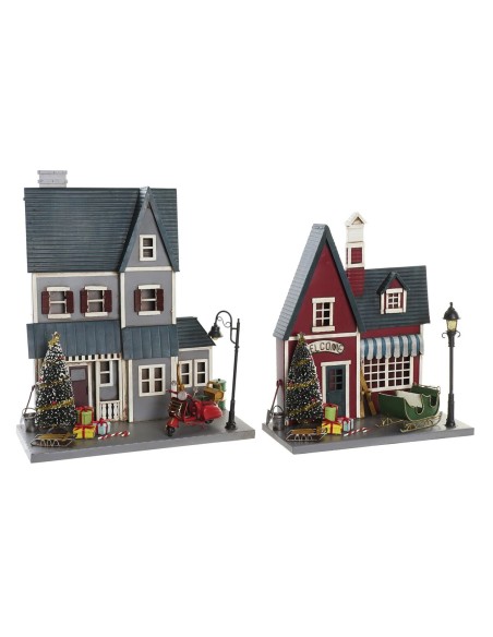 Décorations de Noël DKD Home Decor Métal PVC Maison (30 x 12,5 x 40 cm) (2 Unités)