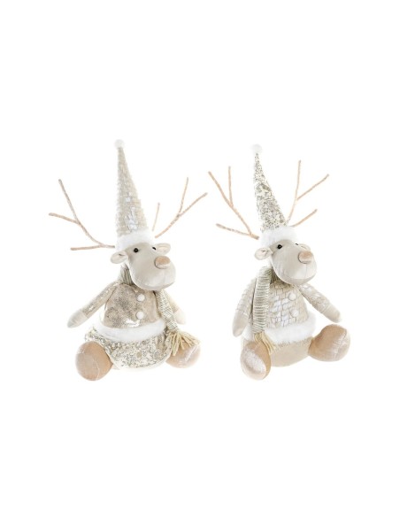 Décorations de Noël DKD Home Decor Polyester Renne (19 x 18 x 38 cm) (2 Unités)