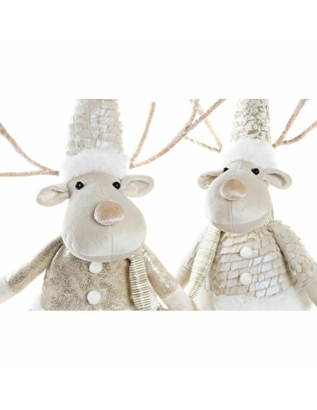 Décorations de Noël DKD Home Decor Polyester Renne (19 x 18 x 38 cm) (2 Unités)