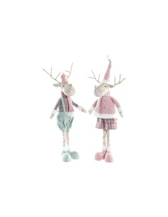 Décorations de Noël DKD Home Decor Renne Polyester (20 x 17 x 60 cm) (2 Unités)