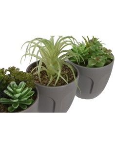Plante décorative DKD Home Decor Gris Beige Polyéthylène Vert polypropylène (11 x 11 x 15 cm) (3 Unités) 2