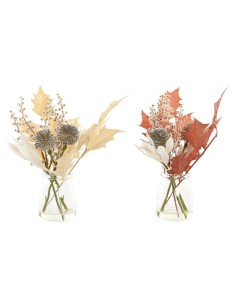 Plante décorative DKD Home Decor Verre Doré Marron Polyéthylène Blanc (6 x 6 x 27 cm) (2 Unités)