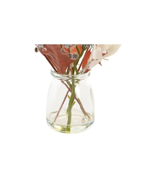 Plante décorative DKD Home Decor Verre Doré Marron Polyéthylène Blanc (6 x 6 x 27 cm) (2 Unités)
