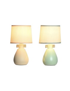 Lampe de bureau DKD Home Decor Tissu Polyester Vert Crème Grès 220 V 40 W (2 Unités) (16 x 16 x 27 cm)