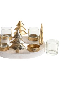 Bougeoirs de Noël DKD Home Decor Naturel Doré (2 Unités) (21 x 11,5 x 21 cm) 2