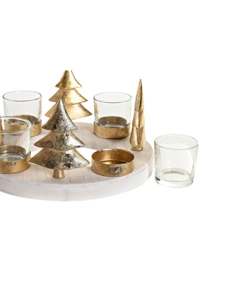 Bougeoirs de Noël DKD Home Decor Naturel Doré (2 Unités) (21 x 11,5 x 21 cm)