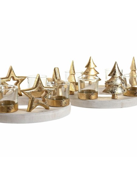 Bougeoirs de Noël DKD Home Decor Naturel Doré (2 Unités) (21 x 11,5 x 21 cm)