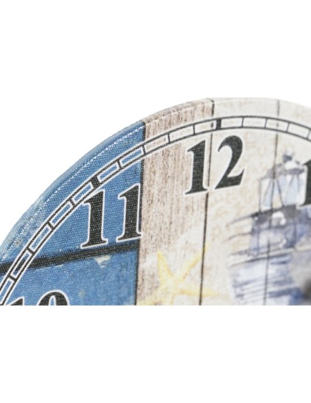 Horloge Murale DKD Home Decor Multicouleur Phare Bois MDF méditerranéen (2 Unités) (20 x 3 x 20 cm)
