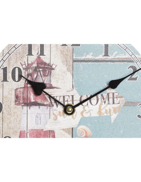 Horloge Murale DKD Home Decor Multicouleur Phare Bois MDF méditerranéen (2 Unités) (20 x 3 x 20 cm)