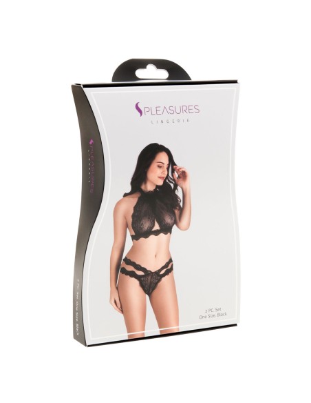 Ensemble de Lingerie S Pleasures Noir (Taille unique)