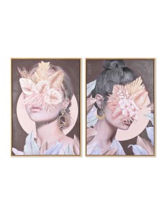 Cadre DKD Home Decor Fleurs Moderne (50 x 3,5 x 70 cm) (2 Unités)