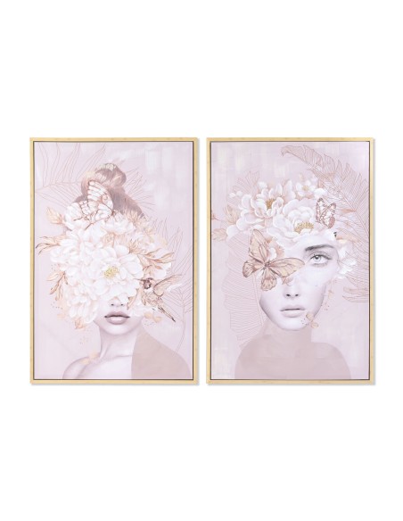 Cadre DKD Home Decor Fleurs Moderne (80 x 4 x 120 cm) (2 Unités)