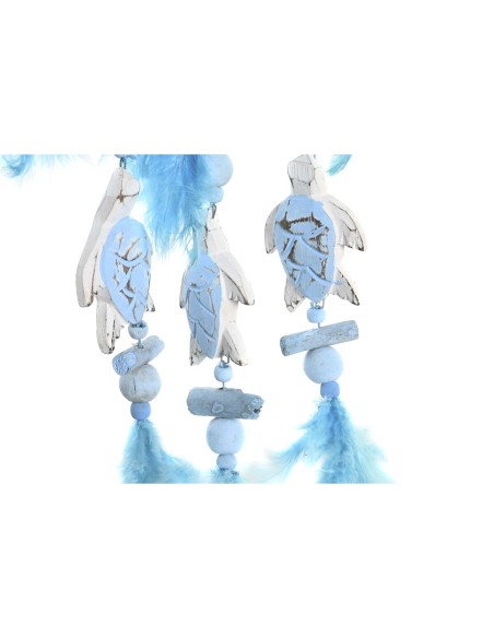 Décoration Suspendue DKD Home Decor Bleu Blanc Plume méditerranéen (14 x 5 x 45 cm) (2 Unités)