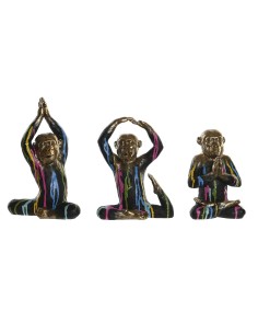 Figurine Décorative DKD Home Decor Doré Résine Multicouleur Singe Moderne (19 x 12 x 24,5 cm) (3 Unités)