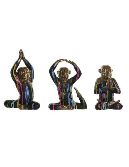 Figurine Décorative DKD Home Decor Doré Résine Multicouleur Singe Moderne (19 x 12 x 24,5 cm) (3 Unités)