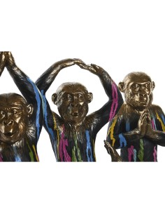 Figurine Décorative DKD Home Decor Doré Résine Multicouleur Singe Moderne (19 x 12 x 24,5 cm) (3 Unités) 2