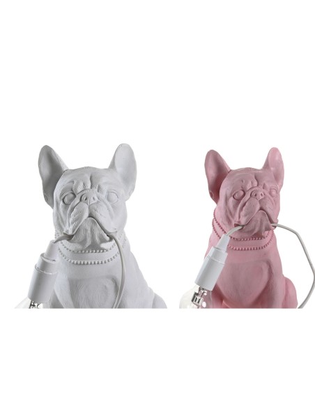 Lampe de bureau DKD Home Decor Rose Blanc Résine 220 V 40 W (25 x 15 x 29 cm) (2 Unités)