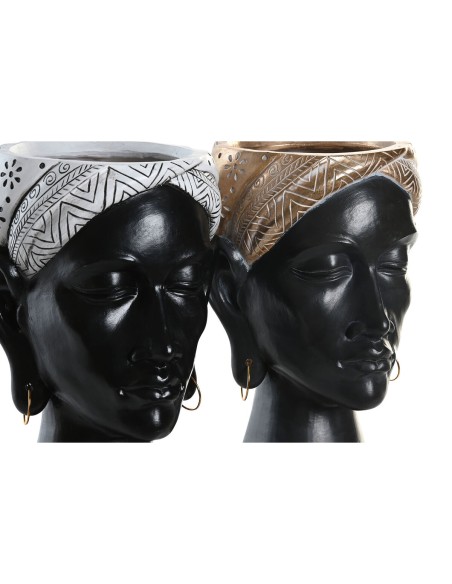 Figurine Décorative DKD Home Decor Argenté Doré Marron Résine Colonial Africaine (19,5 x 11 x 39,5 cm) (2 Unités)