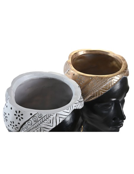 Figurine Décorative DKD Home Decor Argenté Doré Marron Résine Colonial Africaine (19,5 x 11 x 39,5 cm) (2 Unités)