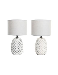 Lampe de bureau DKD Home Decor Cuivre Blanc Grès 220 V 40 W (24 x 24 x 40 cm) (2 Unités)