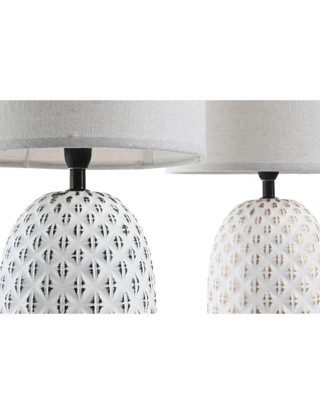 Lampe de bureau DKD Home Decor Cuivre Blanc Grès 220 V 40 W (24 x 24 x 40 cm) (2 Unités)