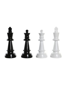Figurine Décorative DKD Home Decor Noir Blanc Résine Pièces du jeu d'échec Moderne (11 x 11 x 27,5 cm) (4 Unités)