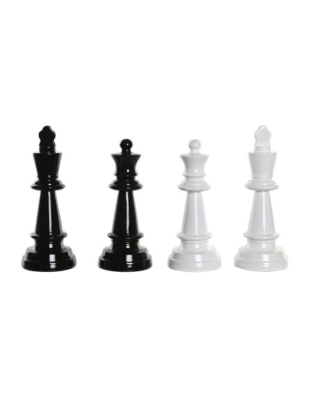 Figurine Décorative DKD Home Decor Noir Blanc Résine Pièces du jeu d'échec Moderne (11 x 11 x 27,5 cm) (4 Unités)