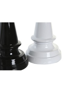 Figurine Décorative DKD Home Decor Noir Blanc Résine Pièces du jeu d'échec Moderne (11 x 11 x 27,5 cm) (4 Unités) 2