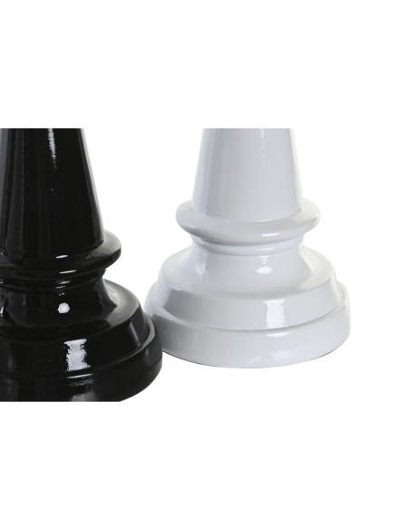 Figurine Décorative DKD Home Decor Noir Blanc Résine Pièces du jeu d'échec Moderne (11 x 11 x 27,5 cm) (4 Unités)