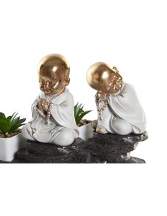 Figurine Décorative DKD Home Decor Noir Doré Blanc Résine Moine Oriental (21 x 7,5 x 25 cm) (2 Unités) 2