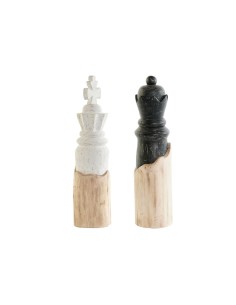 Figurine Décorative DKD Home Decor Blanc Marron Noir Pièces du jeu d'échec Loft 12 x 12 x 48 cm (2 Unités)