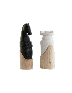 Figurine Décorative DKD Home Decor Blanc Marron Noir Pièces du jeu d'échec Loft 12 x 11 x 36 cm (2 Unités)
