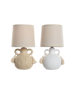Lampe de bureau Home ESPRIT Blanc Beige Céramique 220 V 15 x 15 x 28 cm (2 Unités)