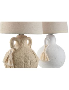Lampe de bureau Home ESPRIT Blanc Beige Céramique 220 V 15 x 15 x 28 cm (2 Unités) 2