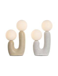 Lampe de bureau Home ESPRIT Blanc Beige Céramique Verre 220 V 20 x 11 x 31 cm (2 Unités)