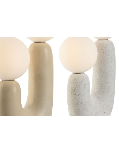 Lampe de bureau Home ESPRIT Blanc Beige Céramique Verre 220 V 20 x 11 x 31 cm (2 Unités)