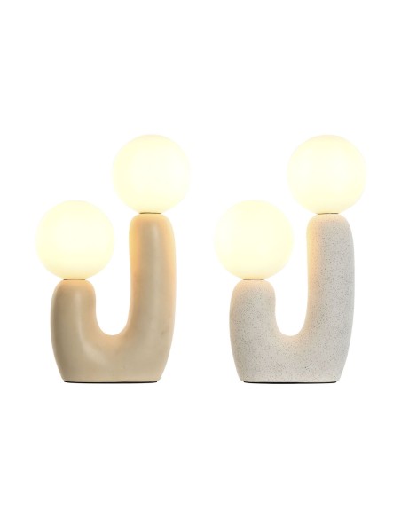 Lampe de bureau Home ESPRIT Blanc Beige Céramique Verre 220 V 20 x 11 x 31 cm (2 Unités)