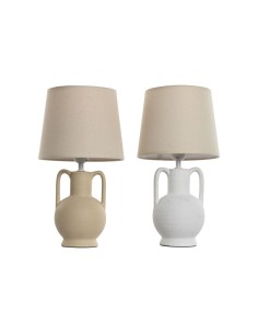 Lampe de bureau Home ESPRIT Blanc Beige Céramique 50 W 220 V (2 Unités)