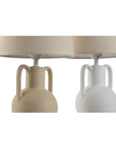 Lampe de bureau Home ESPRIT Blanc Beige Céramique 50 W 220 V (2 Unités) 2