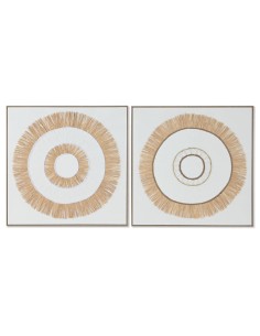 Toile Home ESPRIT Blanc Naturel Boho 92 x 4,5 x 92 cm (2 Unités)