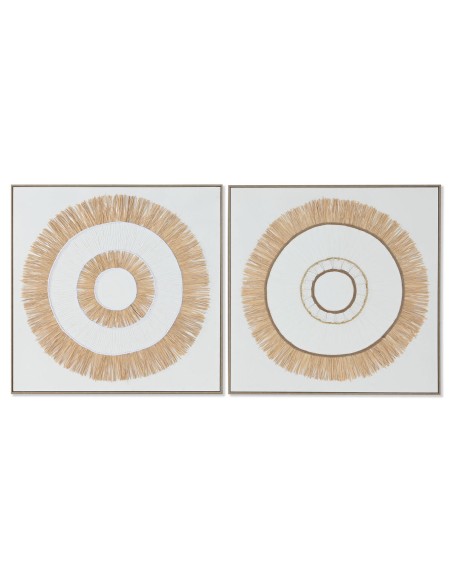 Toile Home ESPRIT Blanc Naturel Boho 92 x 4,5 x 92 cm (2 Unités)