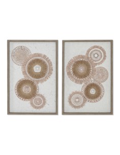Toile Home ESPRIT Blanc Naturel Boho 40 x 3 x 60 cm (2 Unités)
