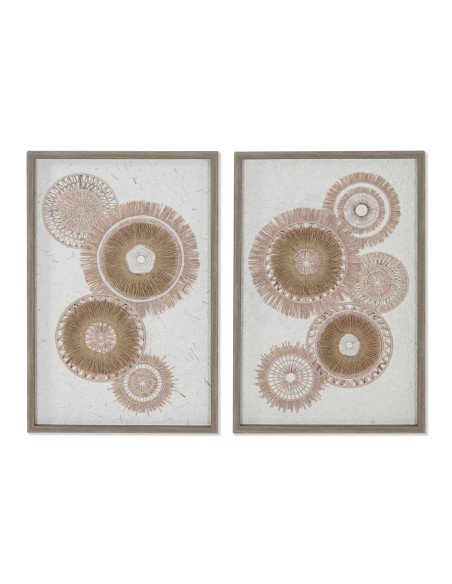 Toile Home ESPRIT Blanc Naturel Boho 40 x 3 x 60 cm (2 Unités)