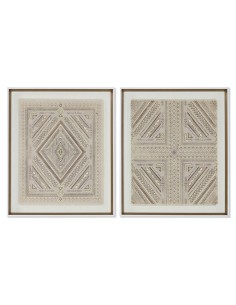 Toile Home ESPRIT Blanc Naturel Boho 50 x 3,8 x 60 cm (2 Unités)