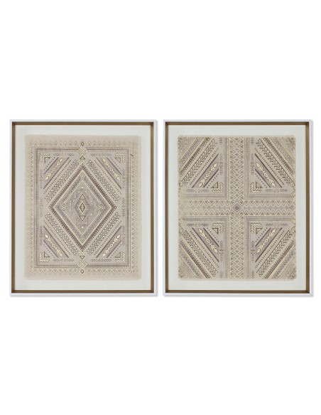 Toile Home ESPRIT Blanc Naturel Boho 50 x 3,8 x 60 cm (2 Unités)